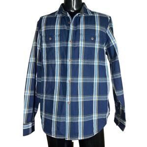 NEW Old Navy Mens Blue Plaid Lightly Lined Flannel Shirt Size L Regular Fit